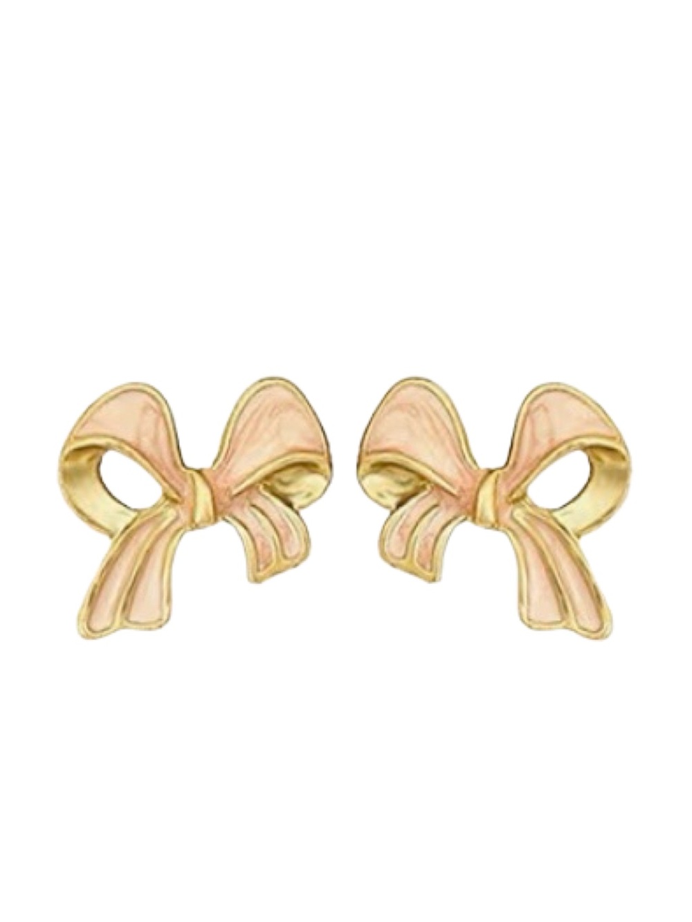 Pink Enamel Bow Stud Earrings